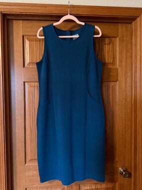 wool& Kalle ponte dress, Aegean Teal, large